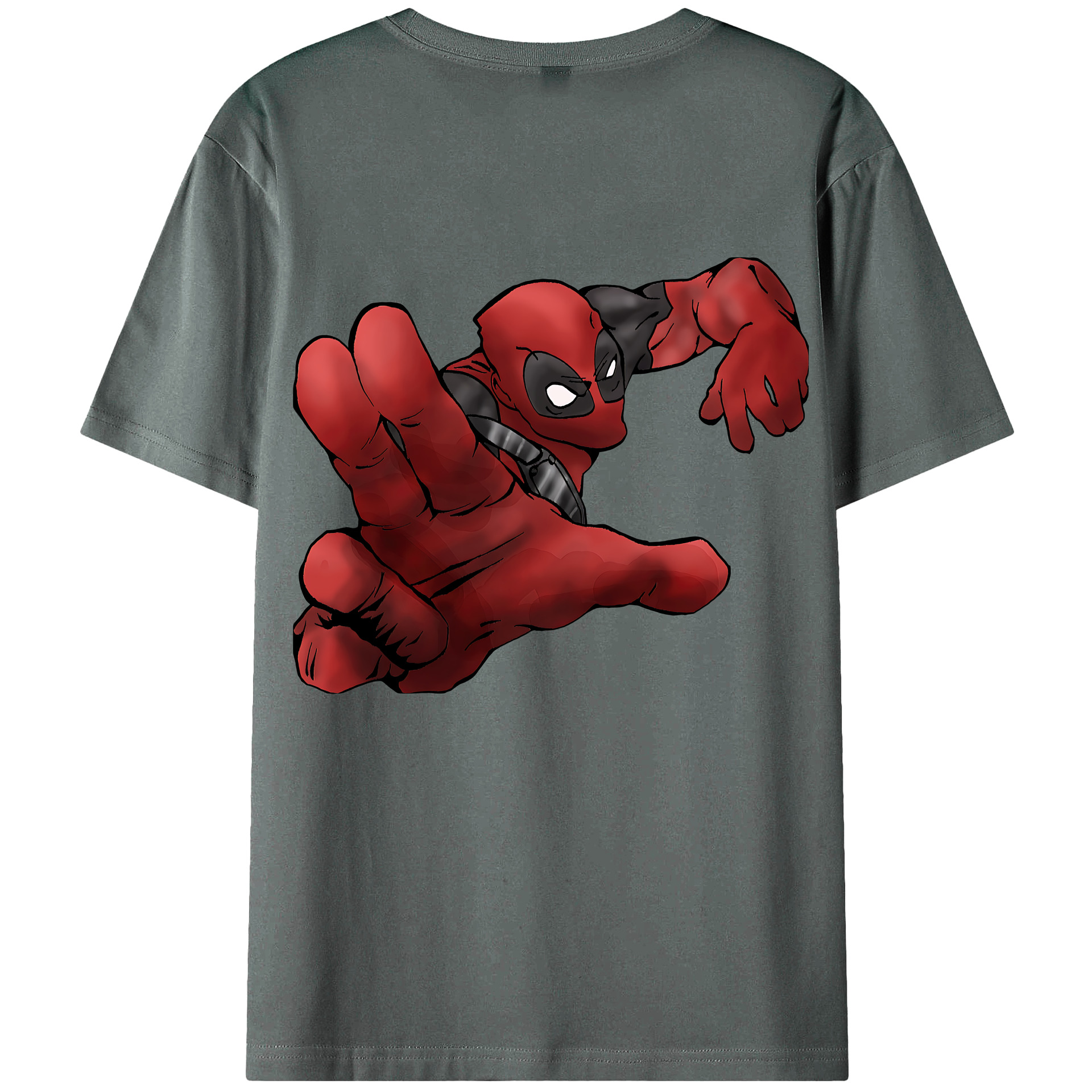 （画像用） Deadpool デッドプール 綿100％ メンズ半袖Tシャツ（バックプリント） 通気性
